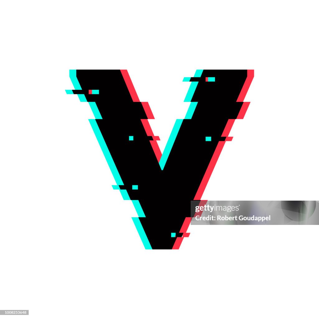 Distorted Letters V Vector Logo Letter V Glitch Distortion High-Res Vector Graphic - Getty ...