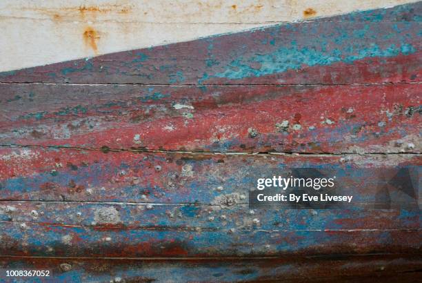 painted boat texture - barnacle stock pictures, royalty-free photos & images