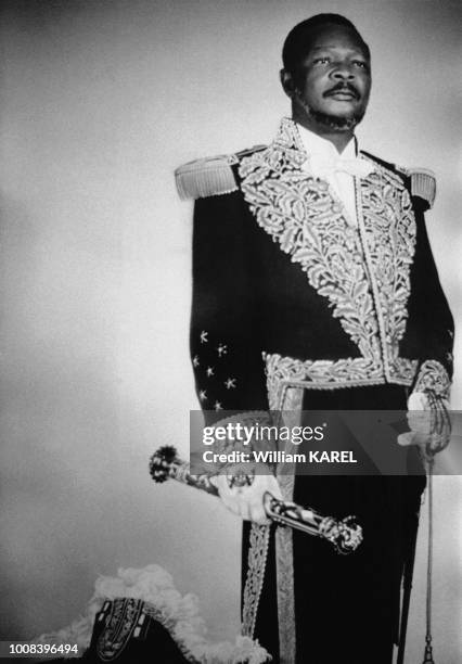 Portrait du Président Jean-Bedel Bokassa lors du mariage de son fils le 14 février 1975 à Bangui, République Centrafricaine.