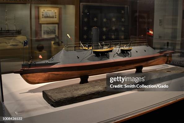 A view of a detailed model replica of the CSS Virginia, which is ...