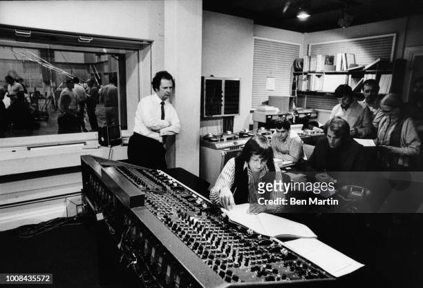 Andre Previn The Good Company in recording booth 1974.