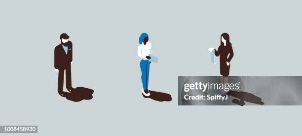 diverse isometric vector people - long shadow shadow stock illustrations