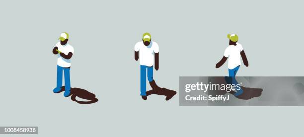 isometric vector character - black doll stock illustrations