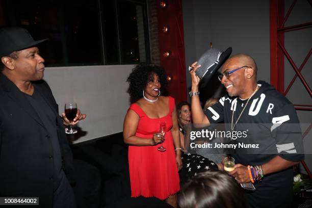 Denzel Washington, Pauletta Washington, and Spike Lee attend the "BlacKkKlansman" New York Premiere at Brooklyn Academy of Music on July 30, 2018 in...