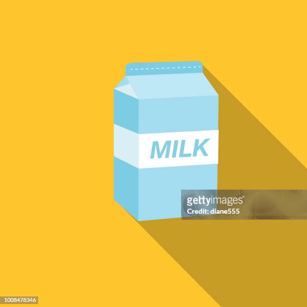 cute breakfast food icons - carton of milk - milk carton stock illustrations