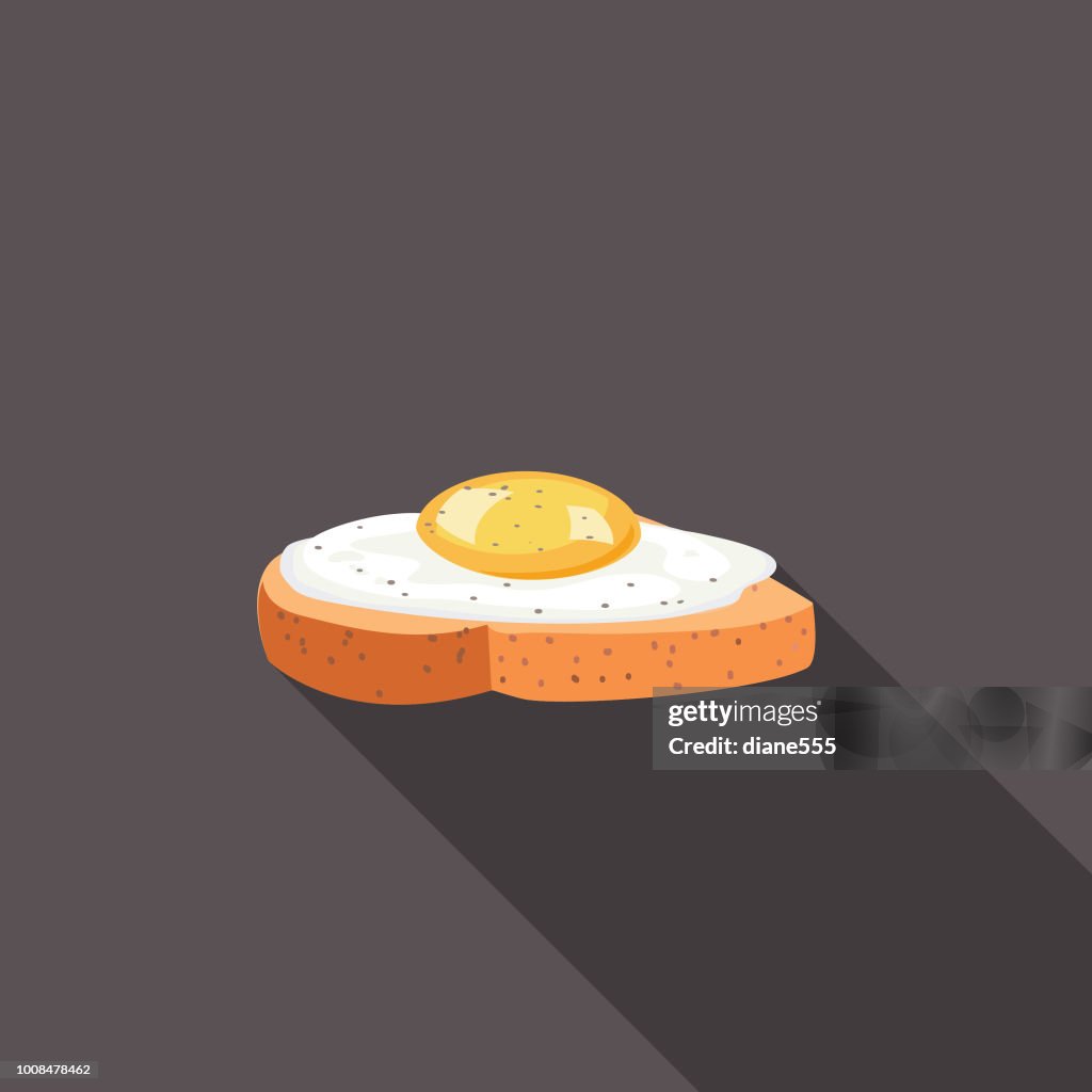 Cute Breakfast Food Icons - Poached Egg On Toast