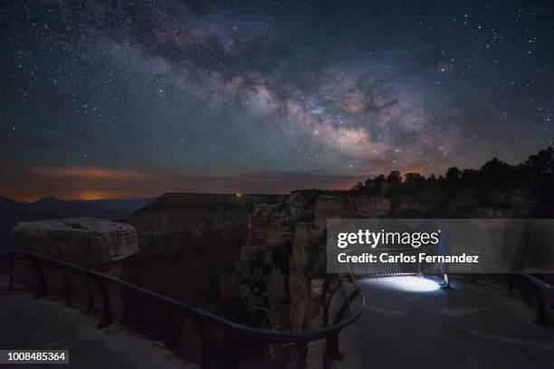 watching milky way in grand canyon - grand canyon night stock pictures, royalty-free photos & images