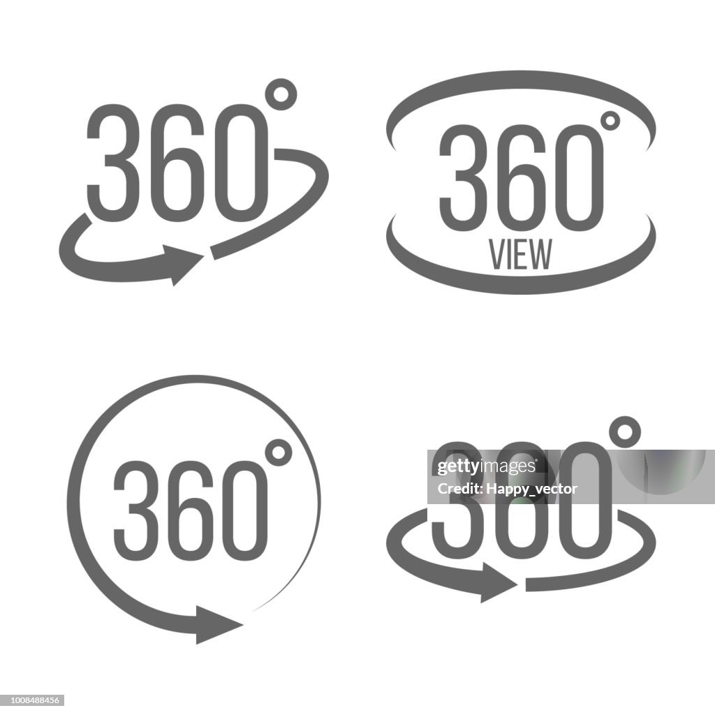 Left 360. Sign Creative Vector Illustration Of 360 Degrees View Related Sign Set ...