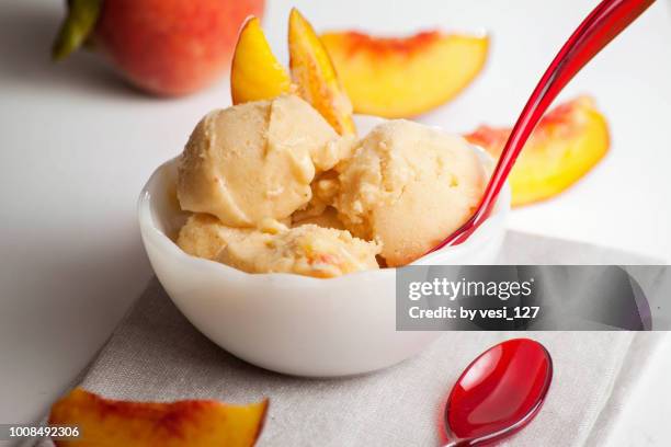 homemade peach ice cream - sorbet stock pictures, royalty-free photos & images