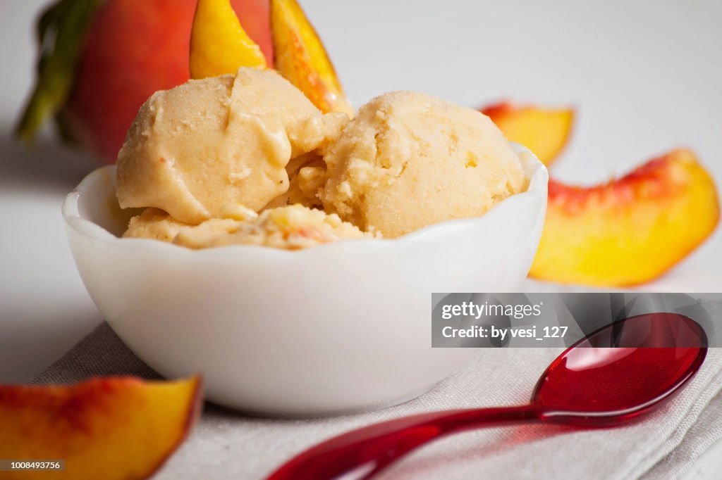 Homemade peach ice cream