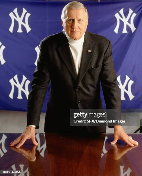 George Steinbrenner principle owner of the New York Yankees portrait. George Steinbrenner owned the team for 37 years and won 7 world championships..