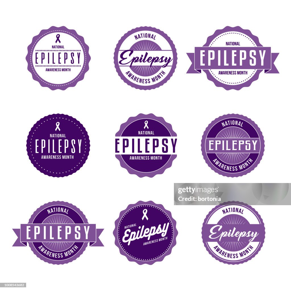 National Epilepsy Awareness Month Labels Icon Set