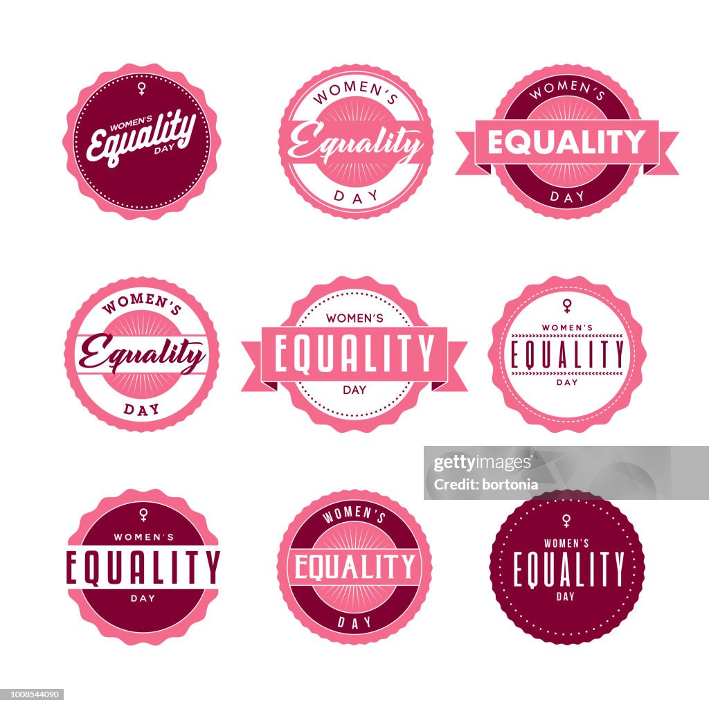 Women's Equality Day Labels Icon Set