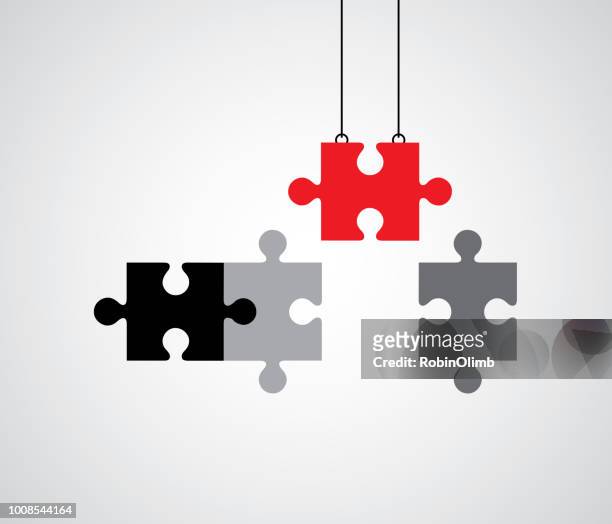building puzzle pieces - lowering stock illustrations