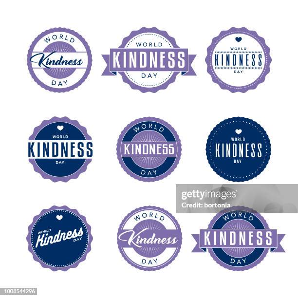 welttag der güte etiketten-icon-set - world kindness day stock-grafiken, -clipart, -cartoons und -symbole