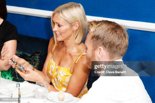 Jenni Falconer and James Midgley attend Casamigos Tequila's "Away for August" private dinner at Bagatelle on July 31, 2018 in London, United Kingdom.