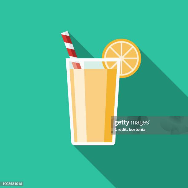 illustrations, cliparts, dessins animés et icônes de limonade design plat voyage & vacances icône - jus de fruit illustrations