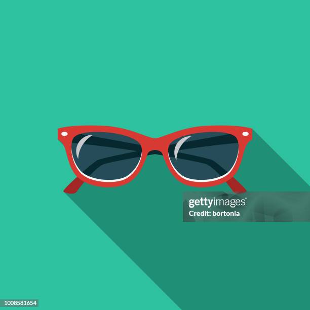 sunglasses flat design travel & vacation icon - shade stock illustrations