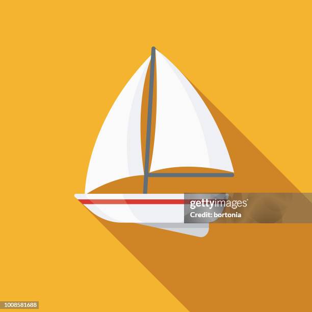 stockillustraties, clipart, cartoons en iconen met zeilboot platte ontwerp reizen & vakantie pictogram - zeilboot