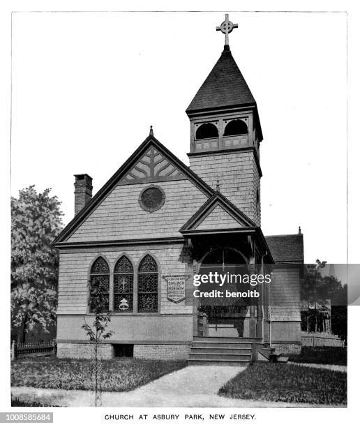 church at asbury park - asbury park stock illustrations