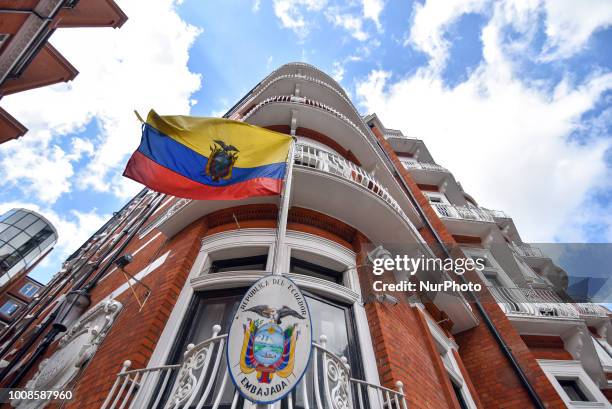 View of Ecuador's Embassy, in Central london on July 30, 2018. Ecuador is close to withdrawing asylum for WikiLeaks founder Julian Assange and...