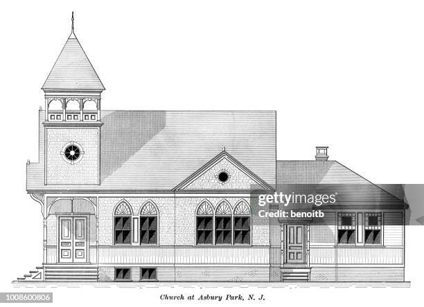 church at asbury park - asbury park stock illustrations