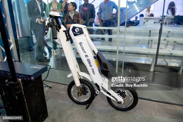 Raycon ebike as singer Ray J visits SiriusXM to perform and promote his Raycon consumer electronics brand at SiriusXM Studioson July 31, 2018 in New...