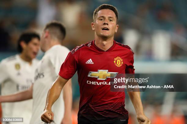 Ander Herrera of Manchester United of Manchester United celebrates after scoring a goal to make it 2-0 during the International Champions Cup 2018...