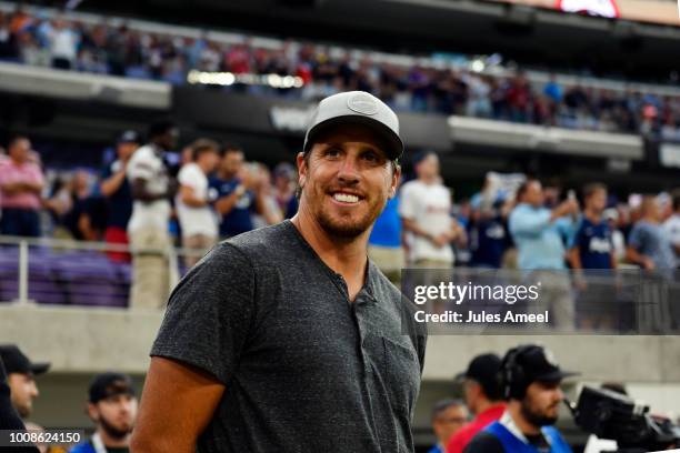 Former Minnesota Vikings player Chad Greenway at the International Champions Cup 2018 match at U.S. Bank Stadium on July 31, 2018 in Minneapolis,...