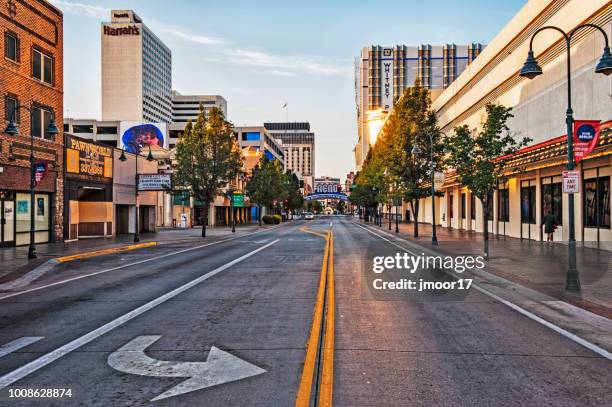 morning street view reno nevada - nevada flag stock pictures, royalty-free photos & images