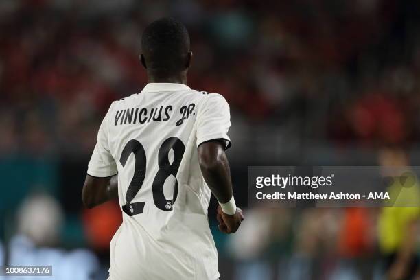 Vinicius Junior of Real Madrid during the International Champions Cup 2018 fixture between Manchester United v Real Madrid at Hard Rock Stadium on...