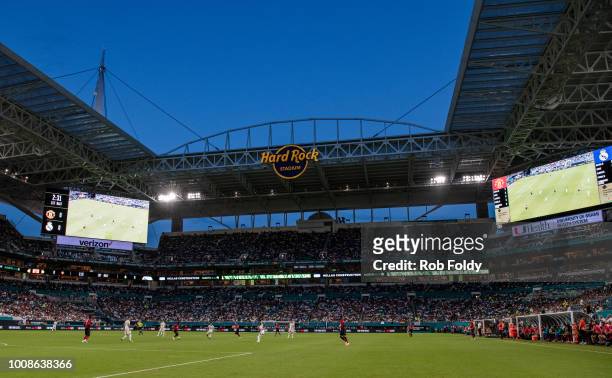 General view of the International Champions Cup match between Manchester United and Real Madrid at Hard Rock Stadium on July 31, 2018 in Miami,...