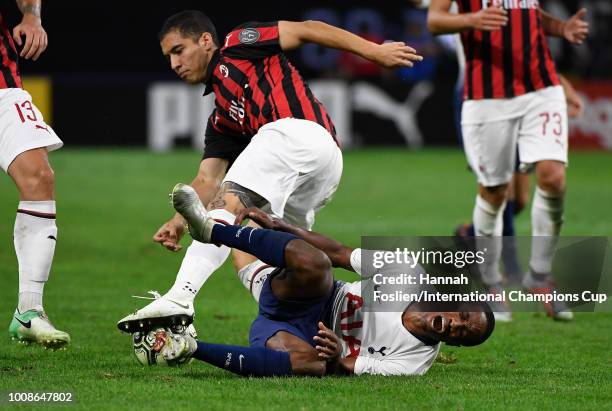 Kyle Walker-Peters of Tottenham Hotspur reacts after being fouled by Jose Mauri of AC Milan in the second half during the International Champions Cup...