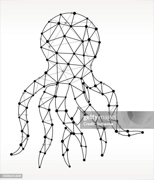 octopus triangle node black and white pattern - octopus stock illustrations