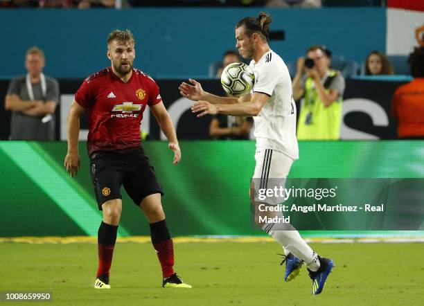 Gareth Bale of Real Madrid controls the ball during the International Champions Cup 2018 match between Manchester United and Real Madrid at Hard Rock...