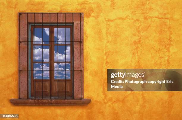 window and clouds - security screen stock pictures, royalty-free photos & images