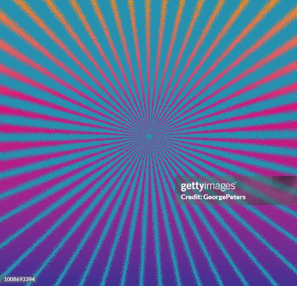 colorful vector sunburst with stipple effect - green tech texture stock illustrations