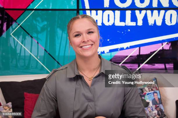 July 27: Ronda Rousey visits the Young Hollywood Studio on July 27, 2018 in Los Angeles, California.
