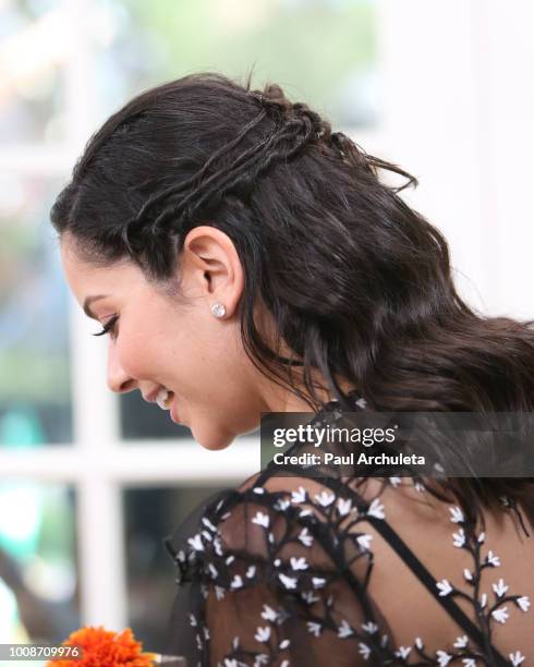 Actress Melissa Carcache ,Hair Detail, visits Hallmark's "Home & Family" at Universal Studios Hollywood on July 31, 2018 in Universal City,...