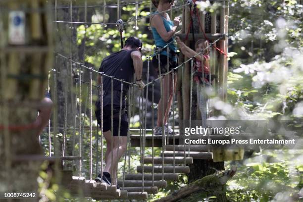 Chris Hemsworth and daughter are seen on July 30, 2018 in San Sebastian, Spain.