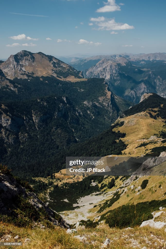 The Dinaric Ranges Landscape of Dinaric Alps seen from the approach to Maglic mountain ...