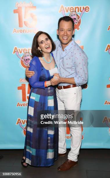 Stephanie D'abruzzo and John Tartaglia attend the 'Avenue Q' - 15th Anniversary Performance Celebration at Novotel on July 31, 2018 in New York City.