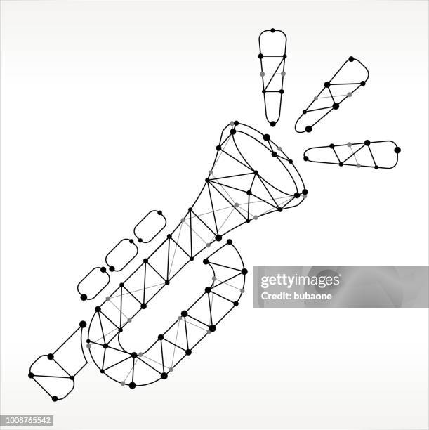 trompete dreiecksmuster knoten schwarz / weiß - triangle music instrument stock-grafiken, -clipart, -cartoons und -symbole
