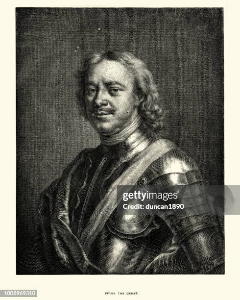 stockillustraties, clipart, cartoons en iconen met portret van peter de grote - peter i van rusland