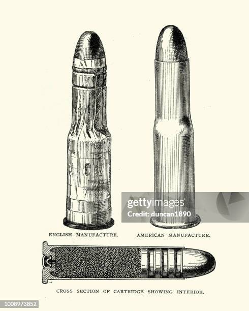 ilustraciones, imágenes clip art, dibujos animados e iconos de stock de ejemplos de viñetas del siglo xix - bala munición