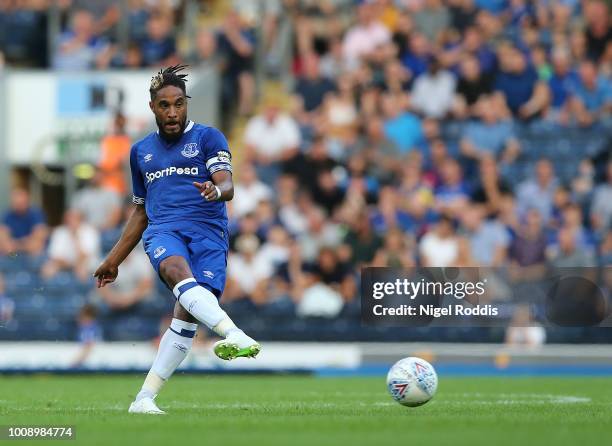 Ashley Williams of Everton during the Pre-Season Friendly match between Blackburn Rovers and Everton at Ewood Park on July 26, 2018 in Blackburn,...