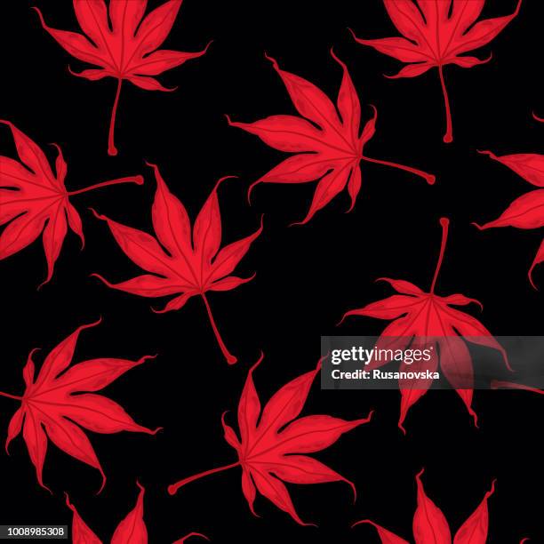 maple leaves seamless pattern - japanese maple stock illustrations