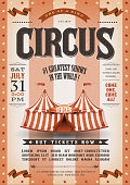 Vintage Grunge Striped Circus Poster