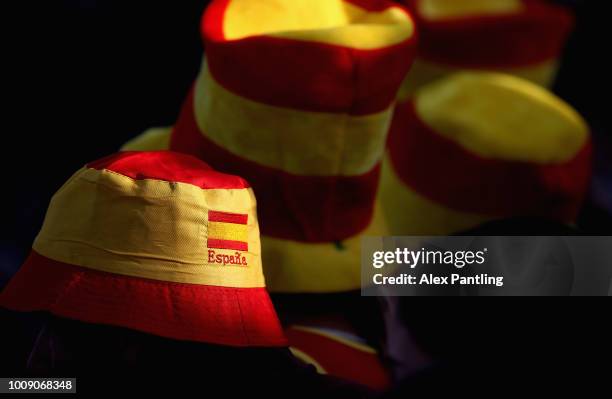 Detailed view of the hat of supporters of spain during the quarter final game between Germany and Spain of the FIH Womens Hockey World Cup at Lee...
