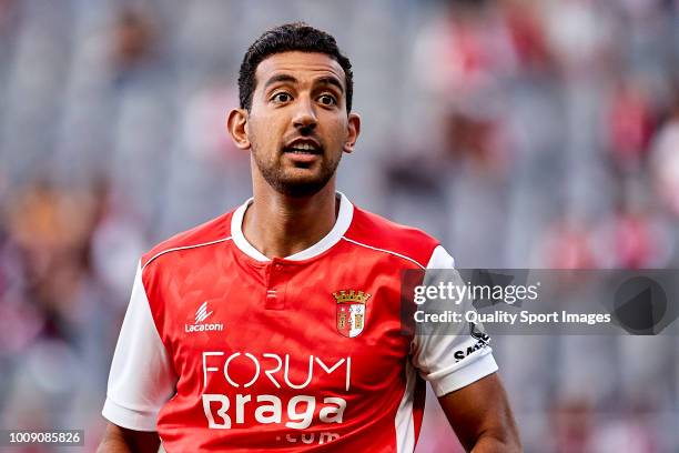 Ahmed Hassan Mahgoub of SC Braga looks on prior to the Pre-season friendly match between Sporting Braga and Celta de Vigo at the Estadio AXA on July...